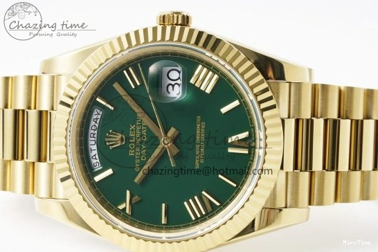 MiroTime 1229 Day Date 40 228238 YG JDF 1:1 Best Edition Green Dial on YG Bracelet VR EyeCatching 2245